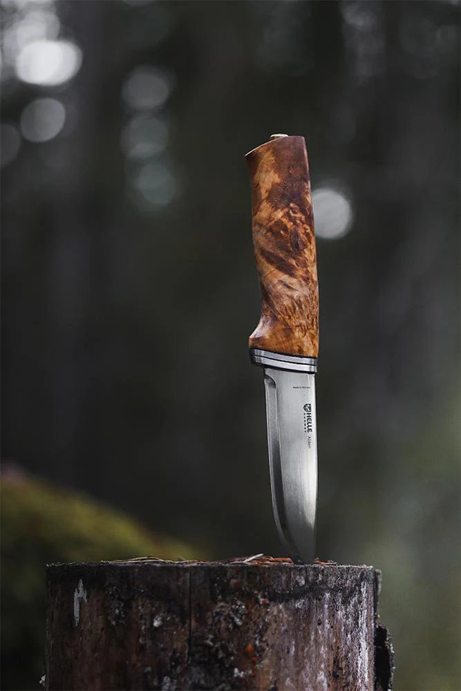 Helle Alden  12C27  Maserbirke Scandi Jagdmesser Lederscheide
