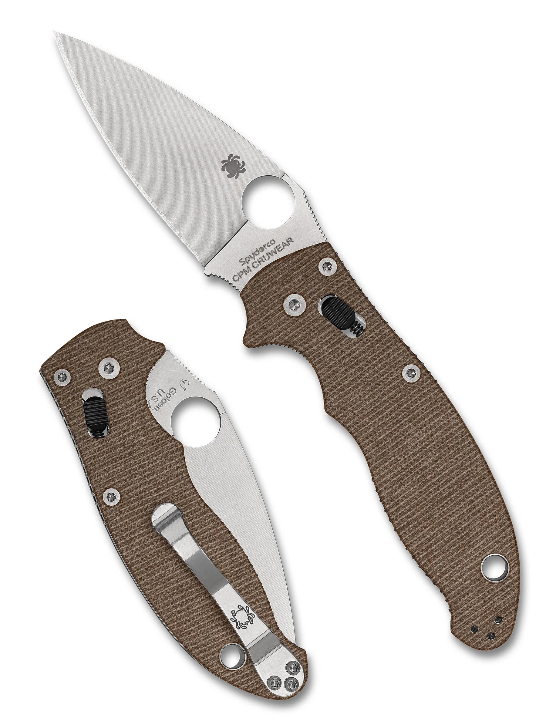 Spyderco Manix 2 CruCarta – CPM Cru-Wear mit braunem Canvas-Micarta