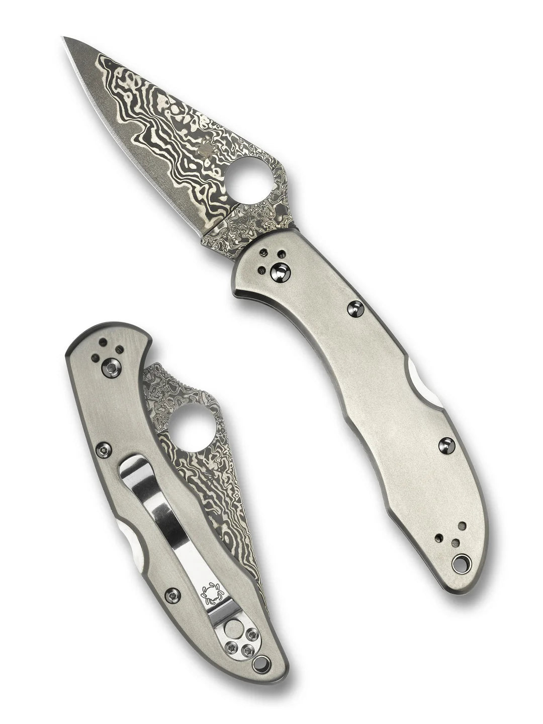 Spyderco C11TIPD Delica 4 – Titanium / Damascus