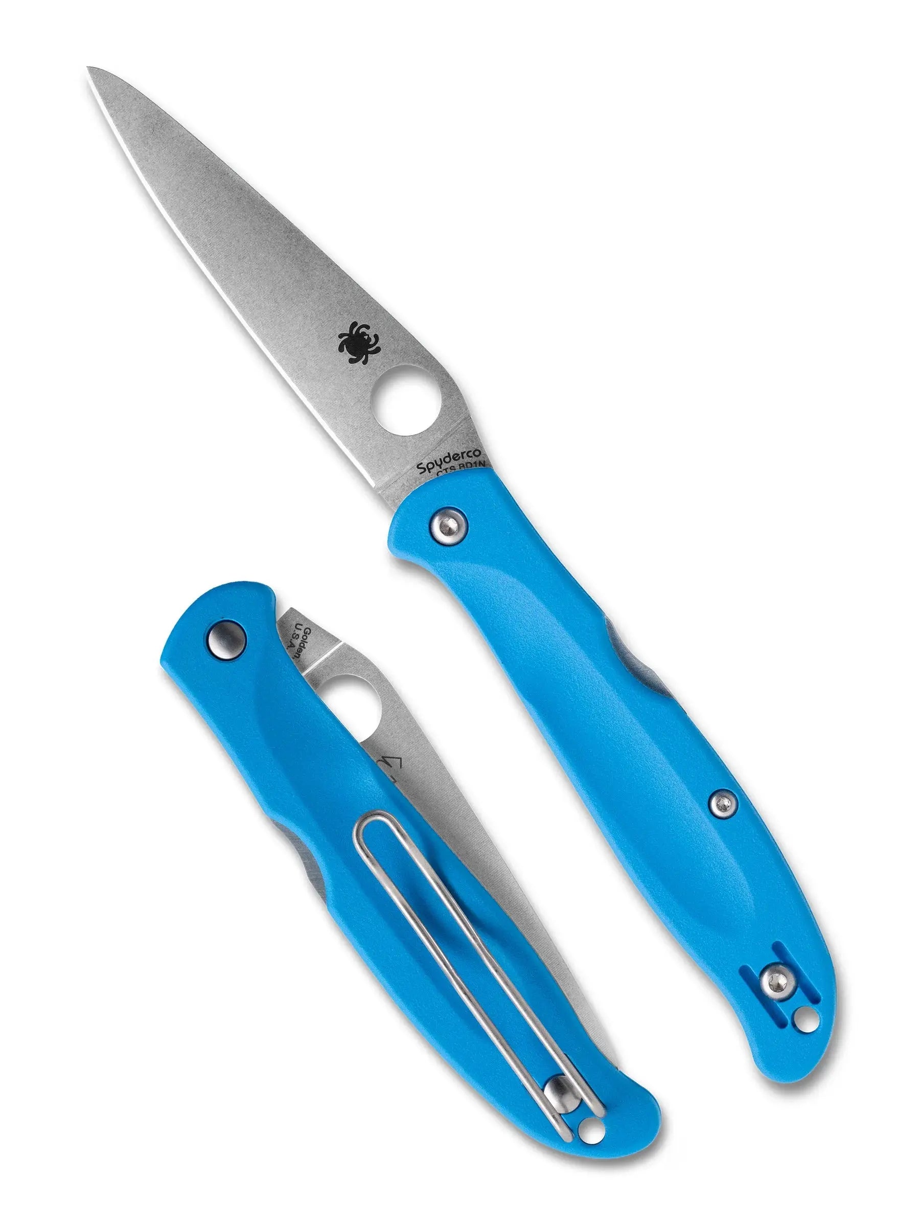 Spyderco Charisma Blue C259PBL – Vorder- und Rückseite mit blauem FRN-Griff