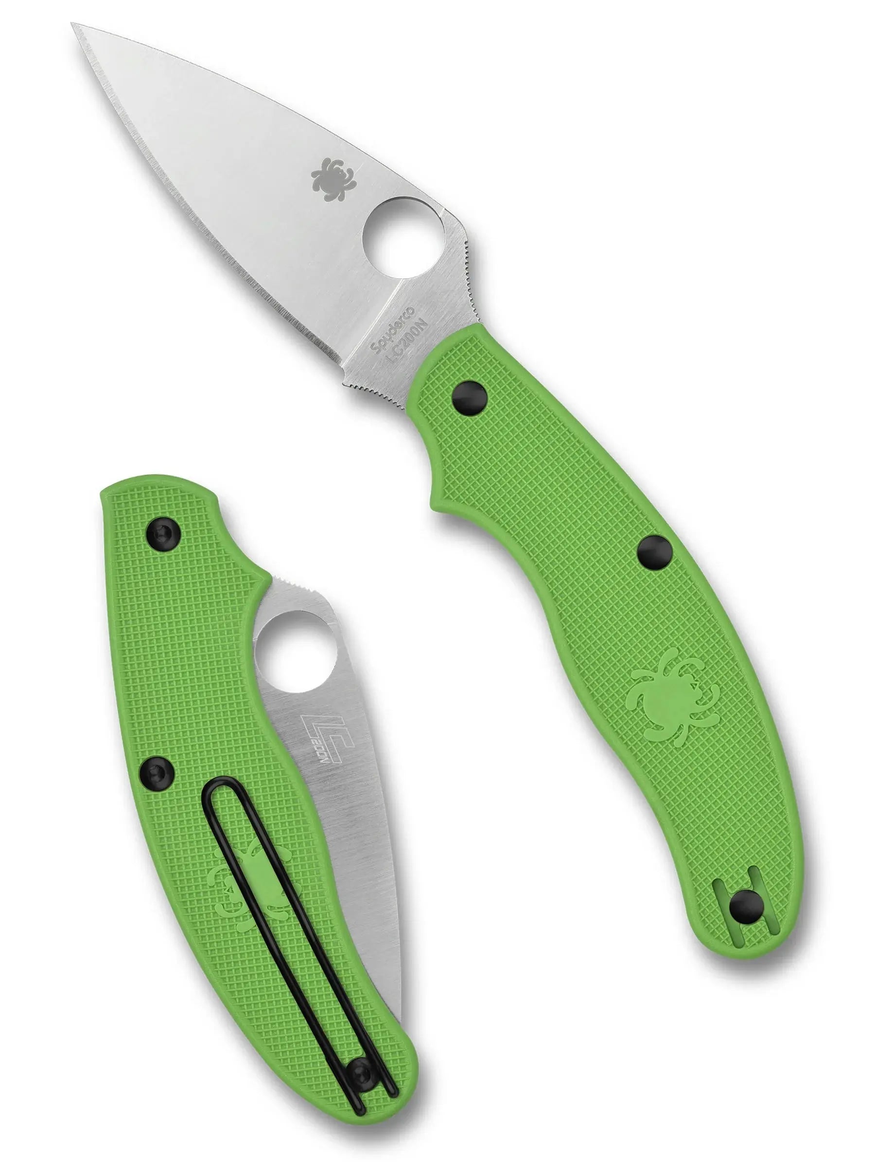 Spyderco UK Penknife Salt Green C94PGR – Vorder- und Rückseite mit Taschenclip