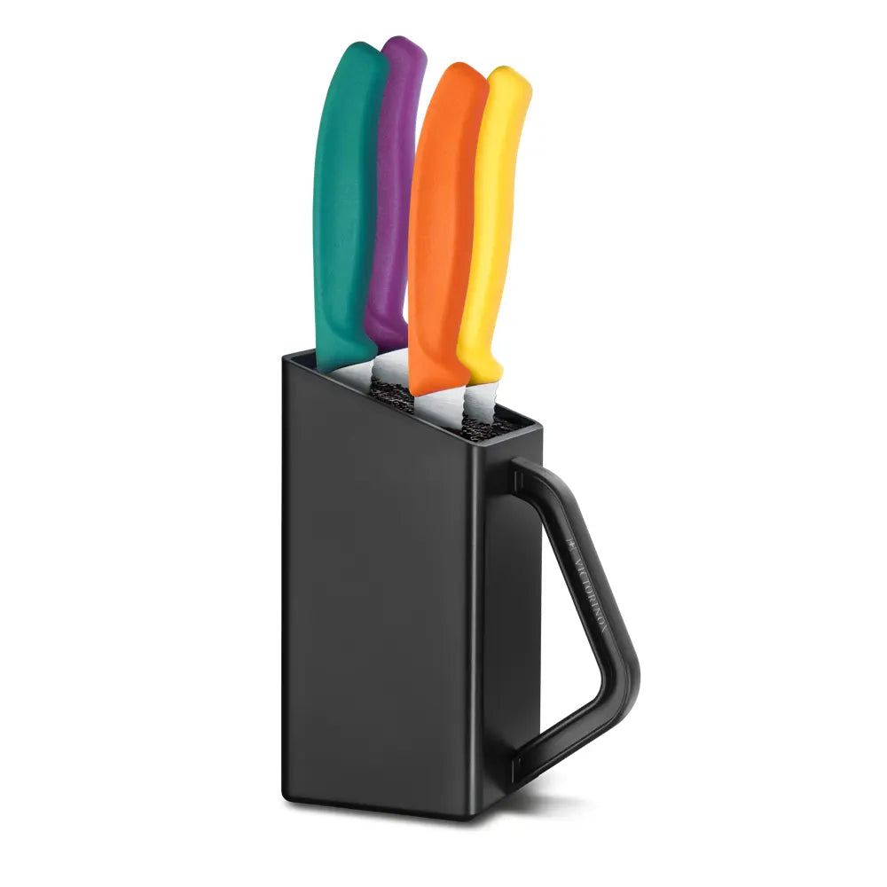 Victorinox Swiss Classic Steak & Pizzamesser Block Wellenschliff – 5-teilig & farbenfroh 6.7126.4C1