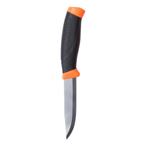 Morakniv Companion (S) Outdoor Messer Hi-Vis Orange – 12C27 Edelstahl, Scandi Schliff & rutschfester Griff