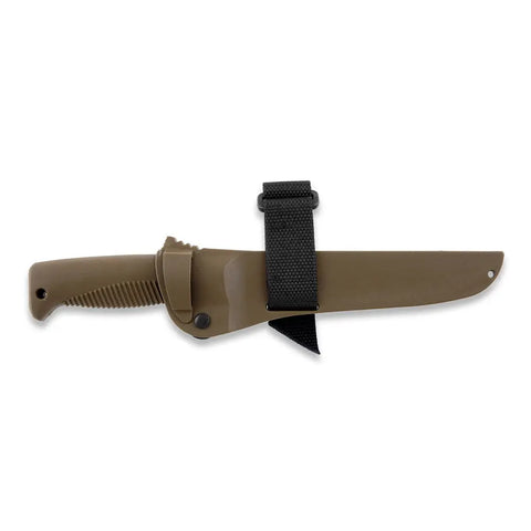 Peltonen M95 Ranger Sissipuukko Coyote – Survivalmesser mit PTFE-Klinge und Kunststoffscheide
