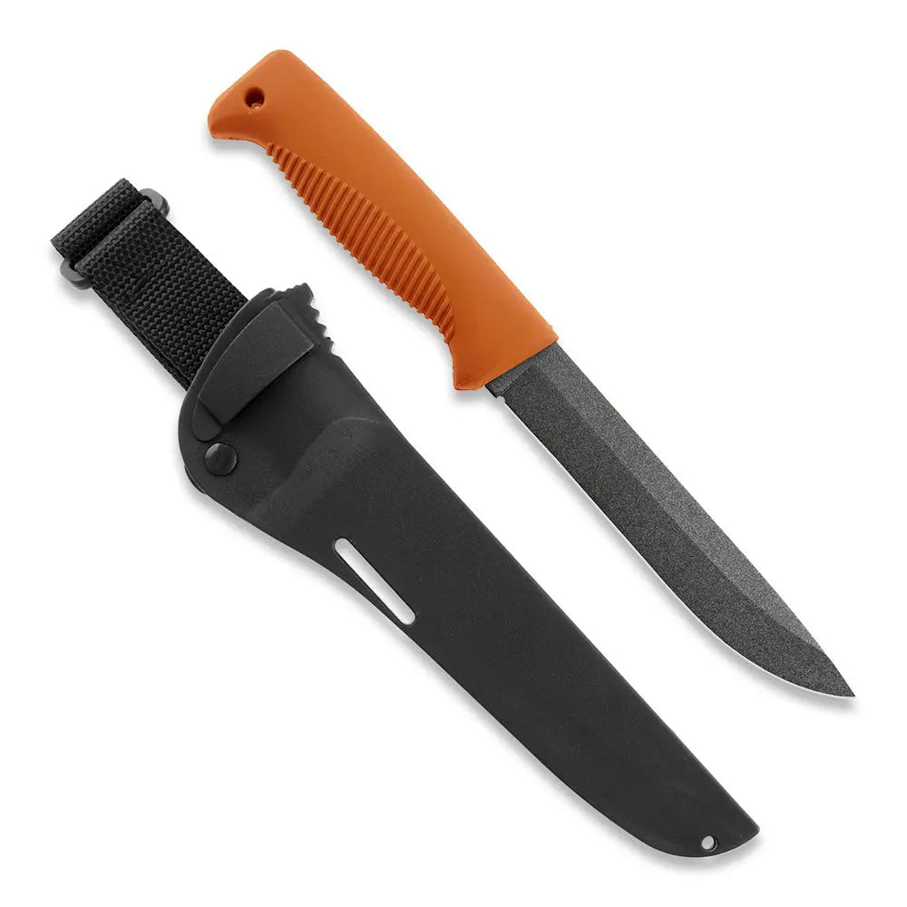 Peltonen M95 Ranger Sissipuukko Orange – Survivalmesser mit Teflon-Klinge und Kunststoffscheide