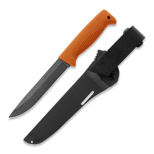 Peltonen M95 Ranger Sissipuukko Orange – Survivalmesser mit Teflon-Klinge und Kunststoffscheide