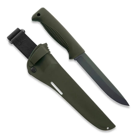 Peltonen M95 Ranger Sissipuukko OD Green – Survivalmesser mit Cerakote-Klinge und Kunststoffscheide
