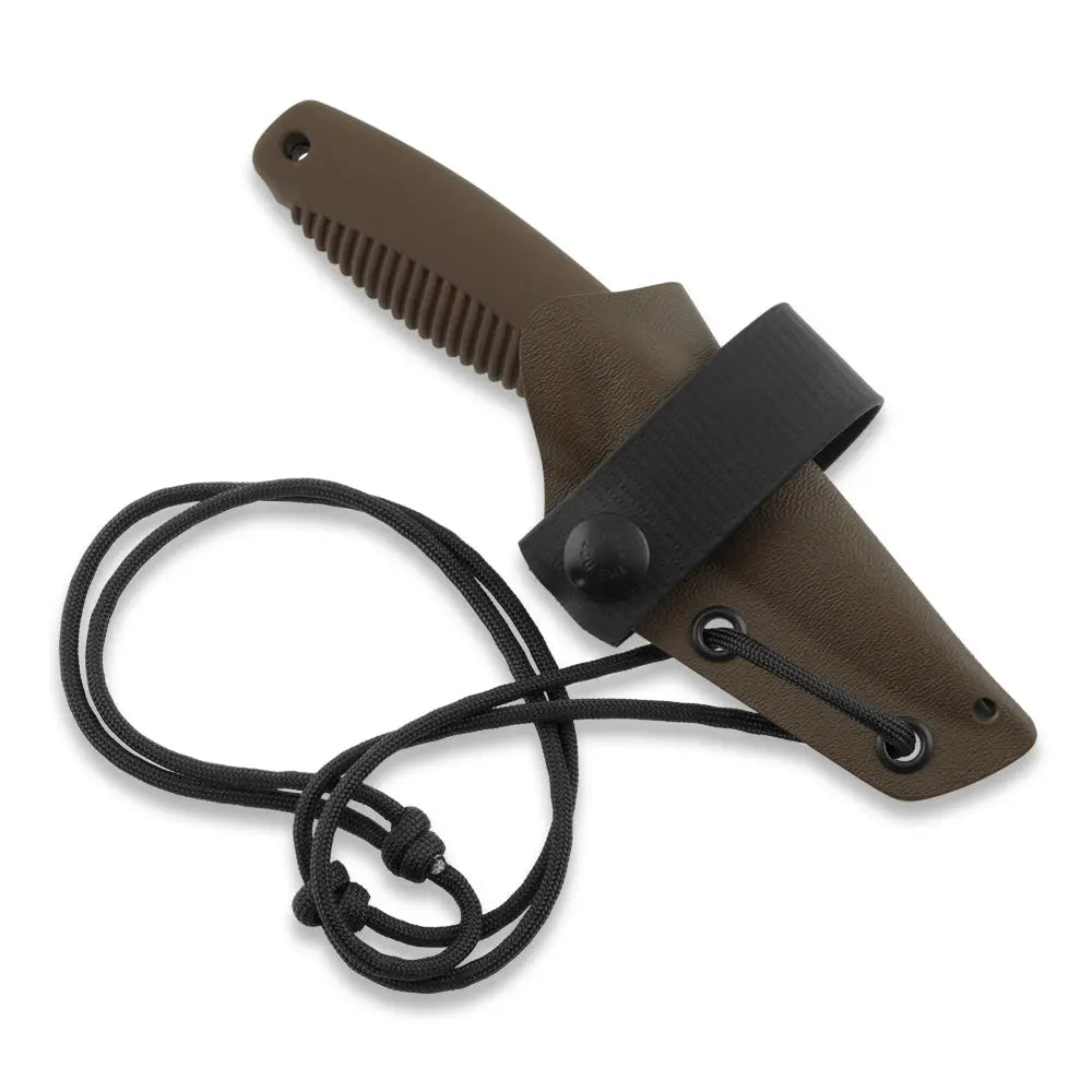 Peltonen M23 Ranger Cub N690 Coyote – rostfreies Neck Knife mit Kydexscheide