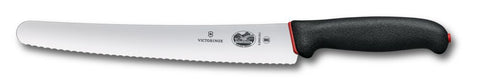 Victorinox Dual Grip Brot- & Konditormesser 26 cm – Wellenschliff mit rutschfestem Griff schwarz/rot Victorinox