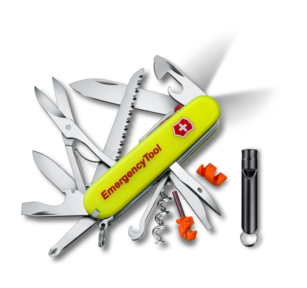 Victorinox Emergency Tool Huntsman Lite – Notfall-Multi-Tool mit LED, Feuerstahl & Trillerpfeife