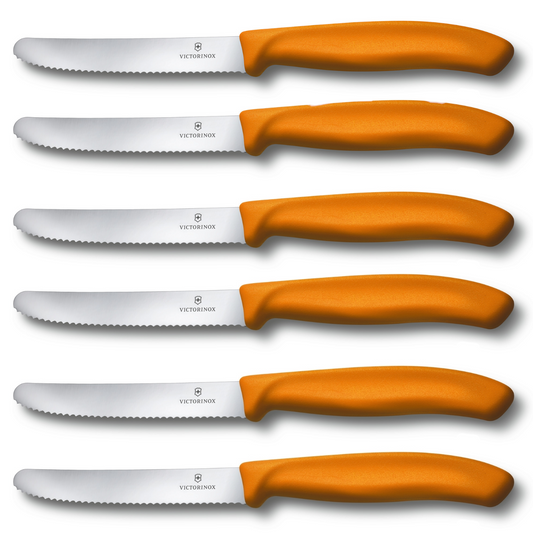 6x Orange Victorinox Gemüsemesser Wellenschliff Tafelmesser Küchenmesser Brotzeitmesser