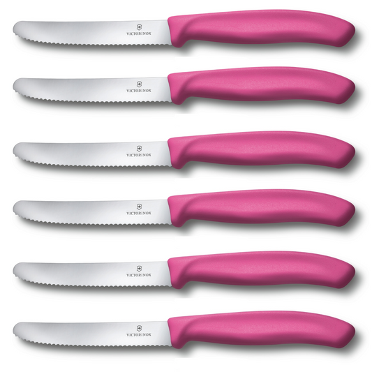 6x Pink Victorinox Gemüsemesser Wellenschliff Tafelmesser Küchenmesser Brotzeitmesser