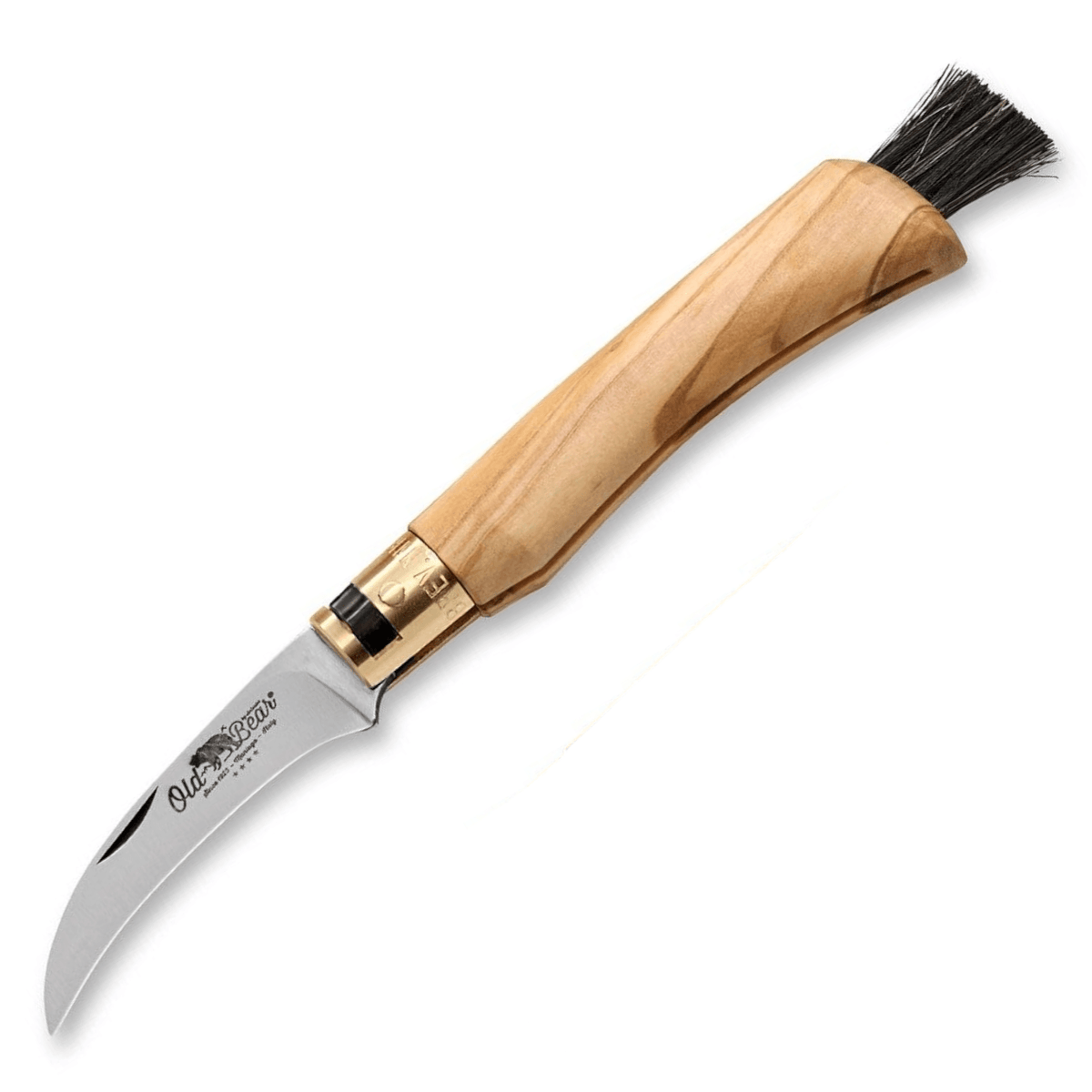 Antonini Old Bear Pilzmesser mit Bürste Mushroom Italian Olive