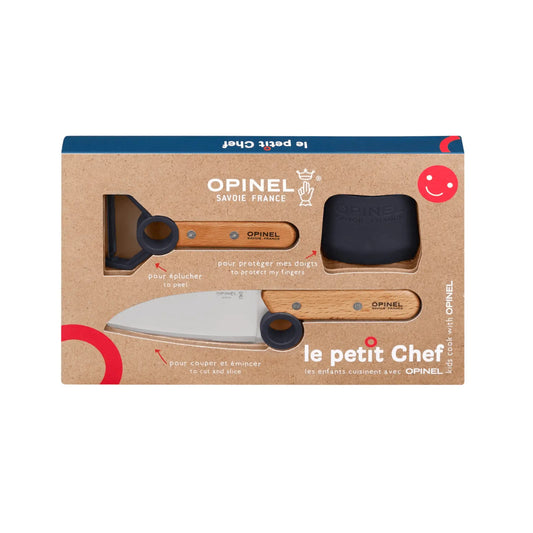 Opinel Le Petit Chef Kinder Küchenmesser-Set mit Fingerschutz und Sparschäler, 3-teilig Opinel