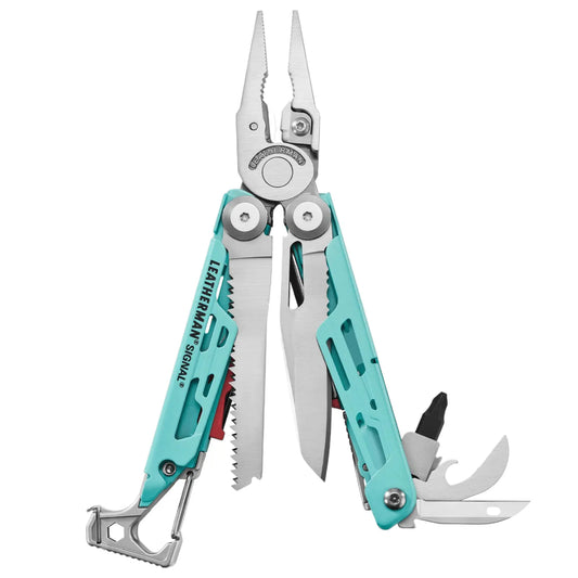 Leatherman Signal Aqua & Silver Multitool mit 19 Werkzeugen