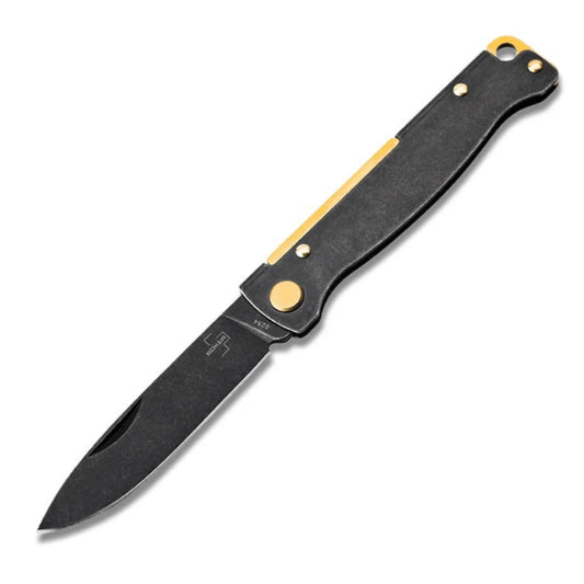 Böker Plus Atlas Black Stonewash – Slipjoint Taschenmesser 12C27, Schwarz, legal führbar Böker Plus