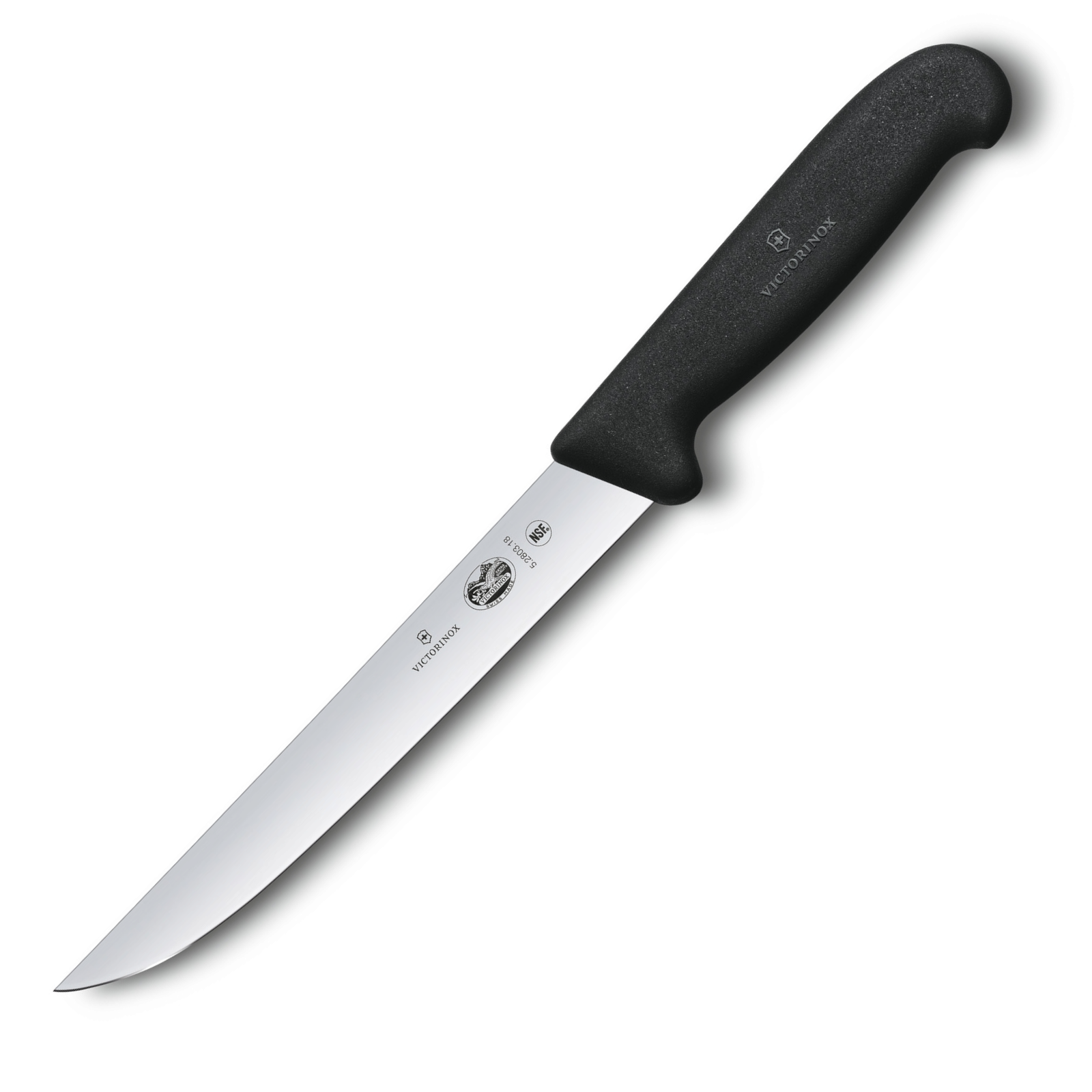 Victorinox Fibrox, Tranchiermesser, 18cm, gerade, schmal, schwarz 5.2803.18