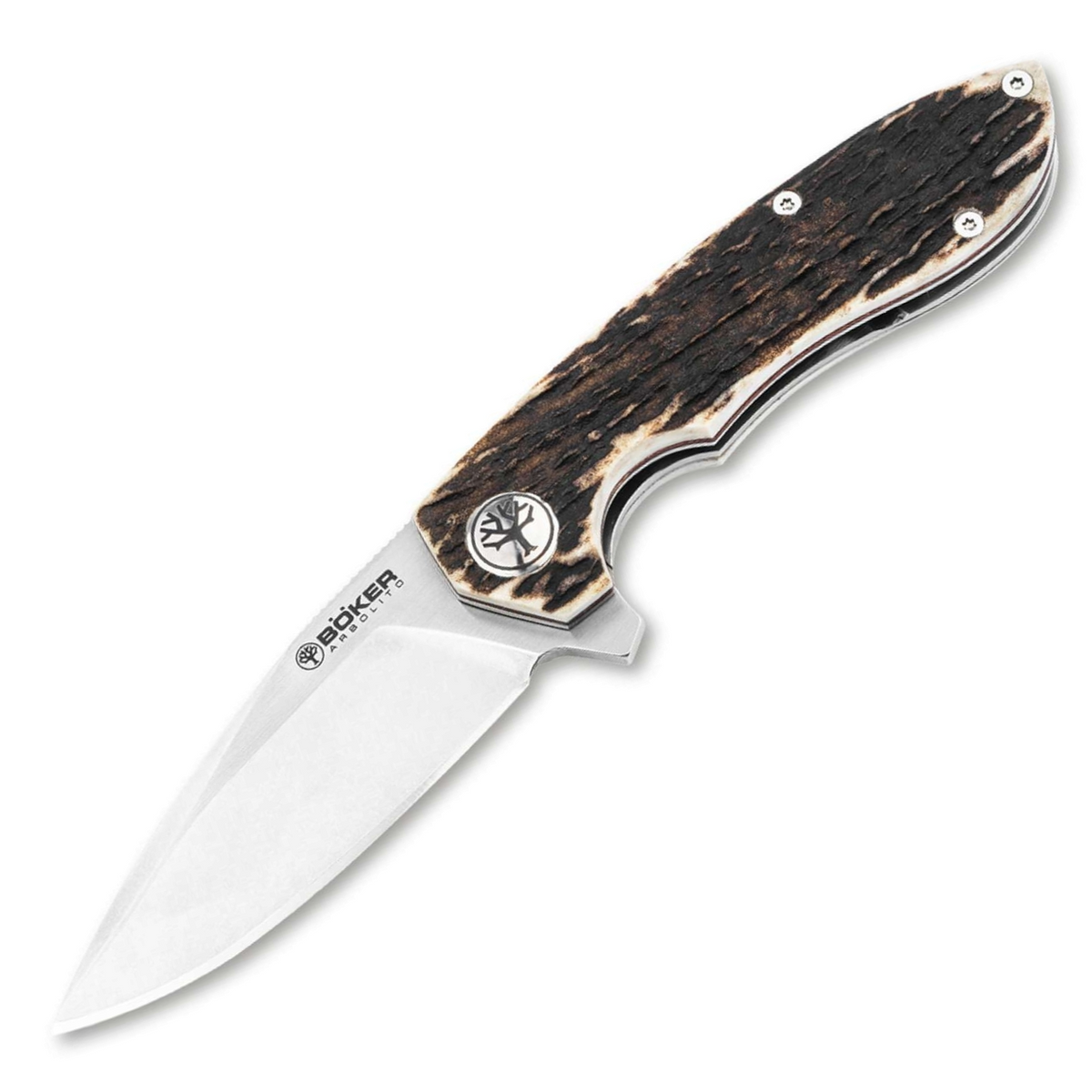 Böker Arbolito Wilki H Taschenmesser – Hirschhorn Griff, 14C28N Klinge, Outdoor & Jagdmesser
