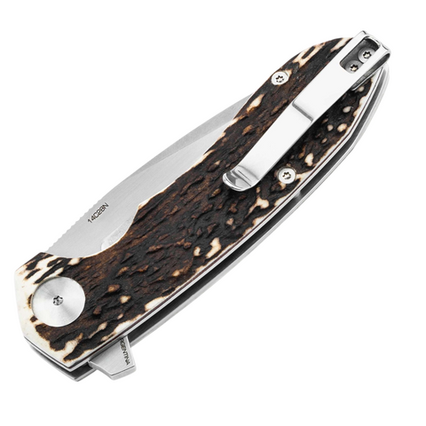 Böker Arbolito Wilki H Taschenmesser – Hirschhorn Griff, 14C28N Klinge, Outdoor & Jagdmesser