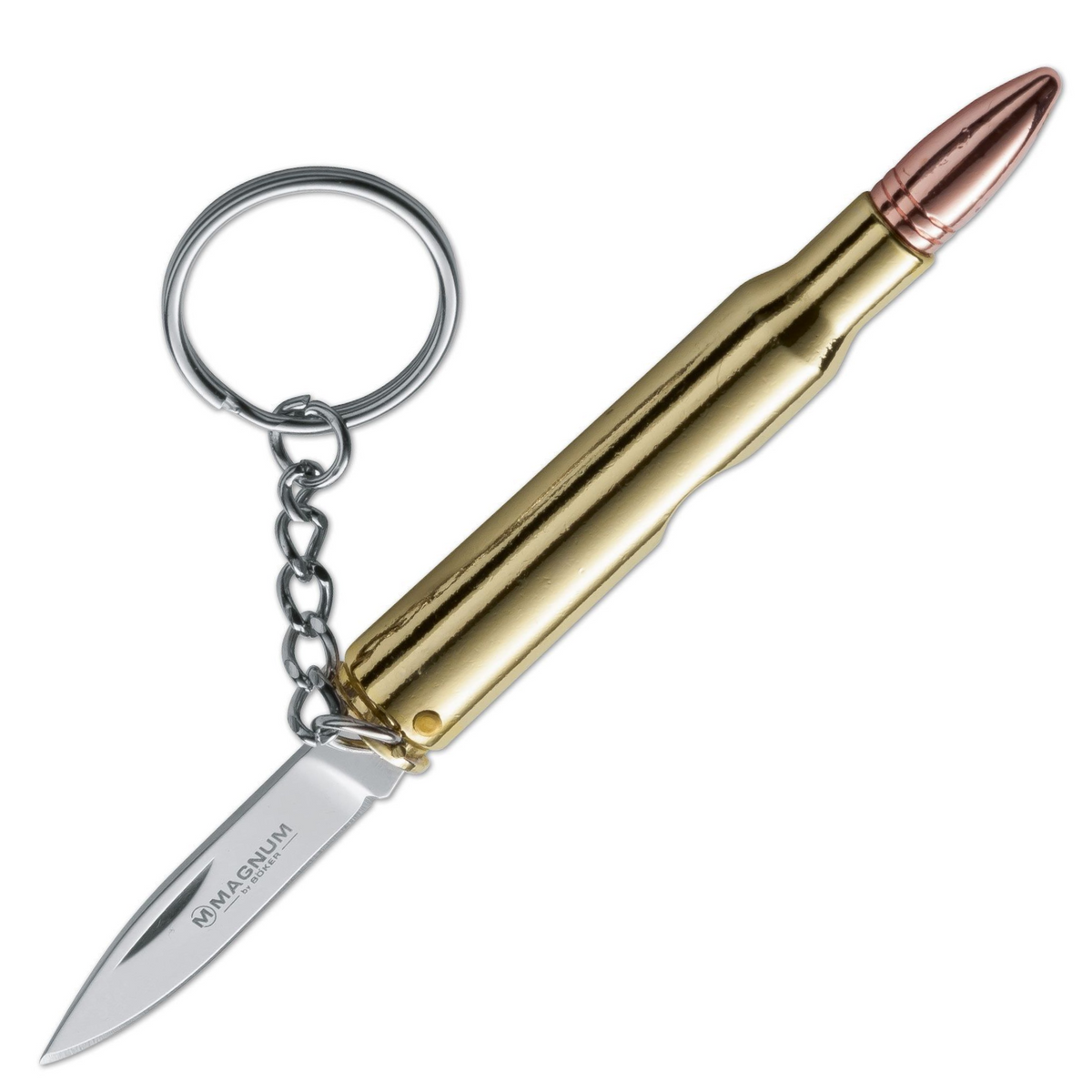 Böker Magnum 30-06 Bullet Knife Taschenmesser 440A Stahl, Patrone, Schlüsselring