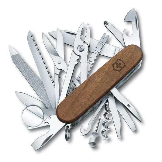 Victorinox Swiss Champ Wood 1.6791.63 – Hauptansicht des Taschenmessers mit Holzschalen