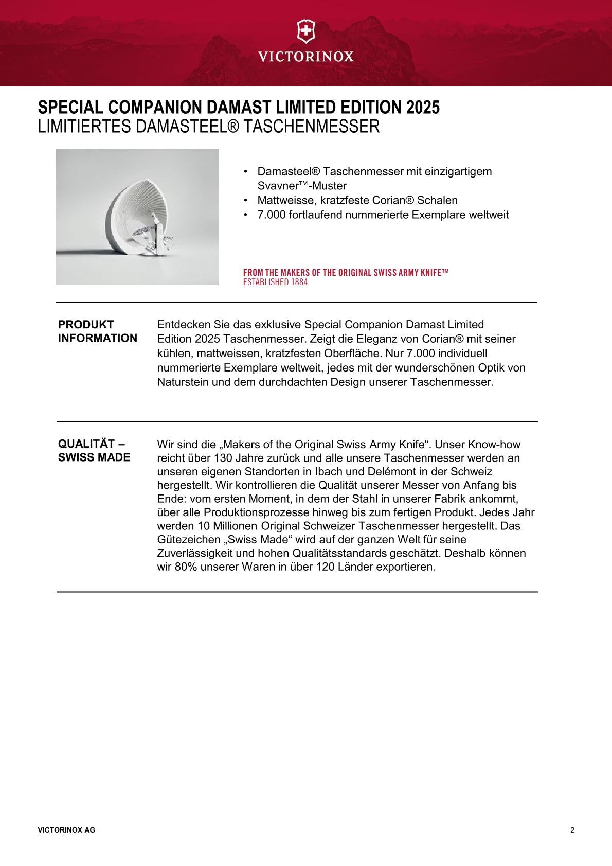 Victorinox Damast Limited Edition 2025 Companion | Corian Griff | 7000 Stück