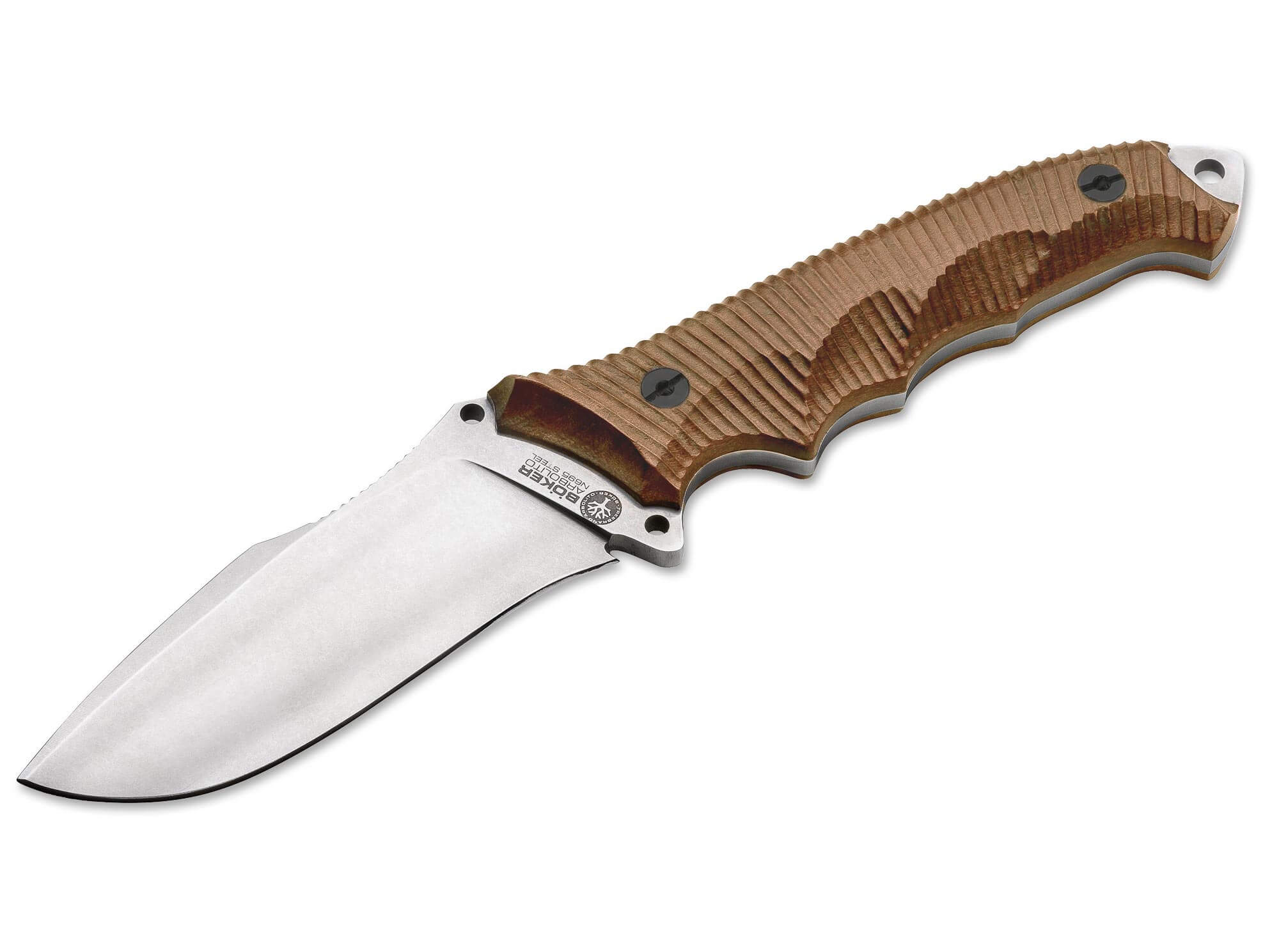 Böker Arbolito Buffalo Soul 42 Messer – N695 Stahl, Ebenholzgriff, Lederscheide