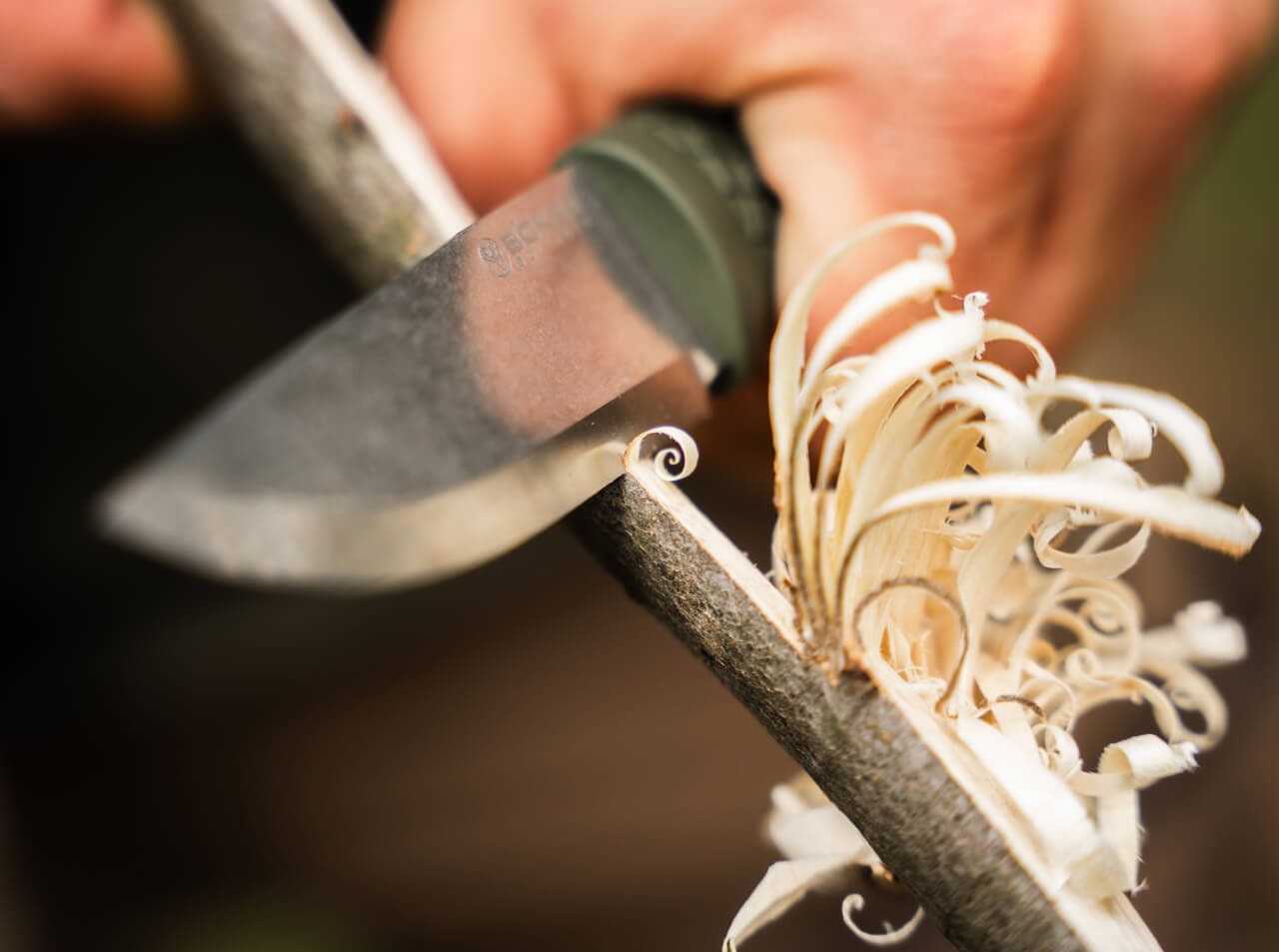 Böker Manufaktur Solingen Bronco Mini CPM-3V Green Scandi – Kompaktes Bushcraft Messer mit Scandi-Schliff, CPM-3V Stahl & Kydexscheide
