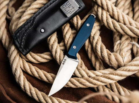 Böker Daily Knives AK1 Droppoint MagnaCut Blue – EDC Fixed Blade, Aluminium Griff, Made in Solingen