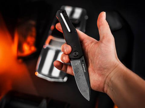 Böker 1969 Z28-Damast Shadow – Limitiertes Taschenmesser mit 80-lagiger Damastklinge & Aluminiumgriff