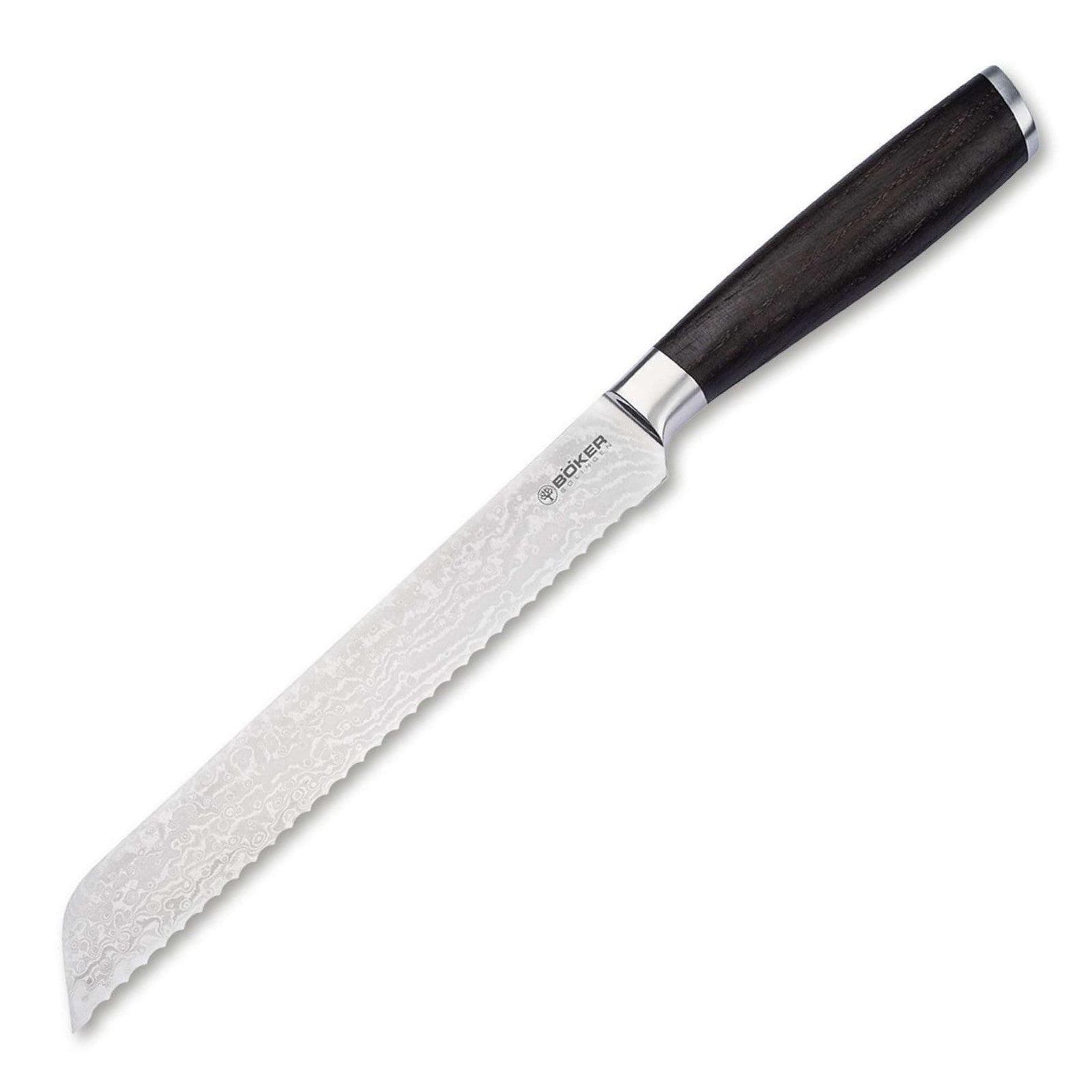 Böker Meisterklinge Damast Brotmesser – VG-10 Kern, Räuchereiche, lebenslange Garantie