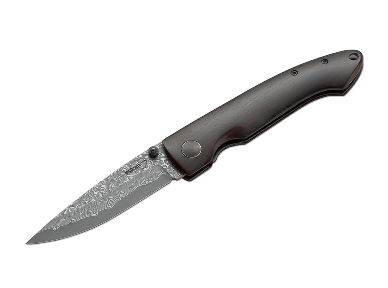 Böker Plus Damascus Gent I Taschenmesser Damaststahl Ebenholz Linerlock Messer