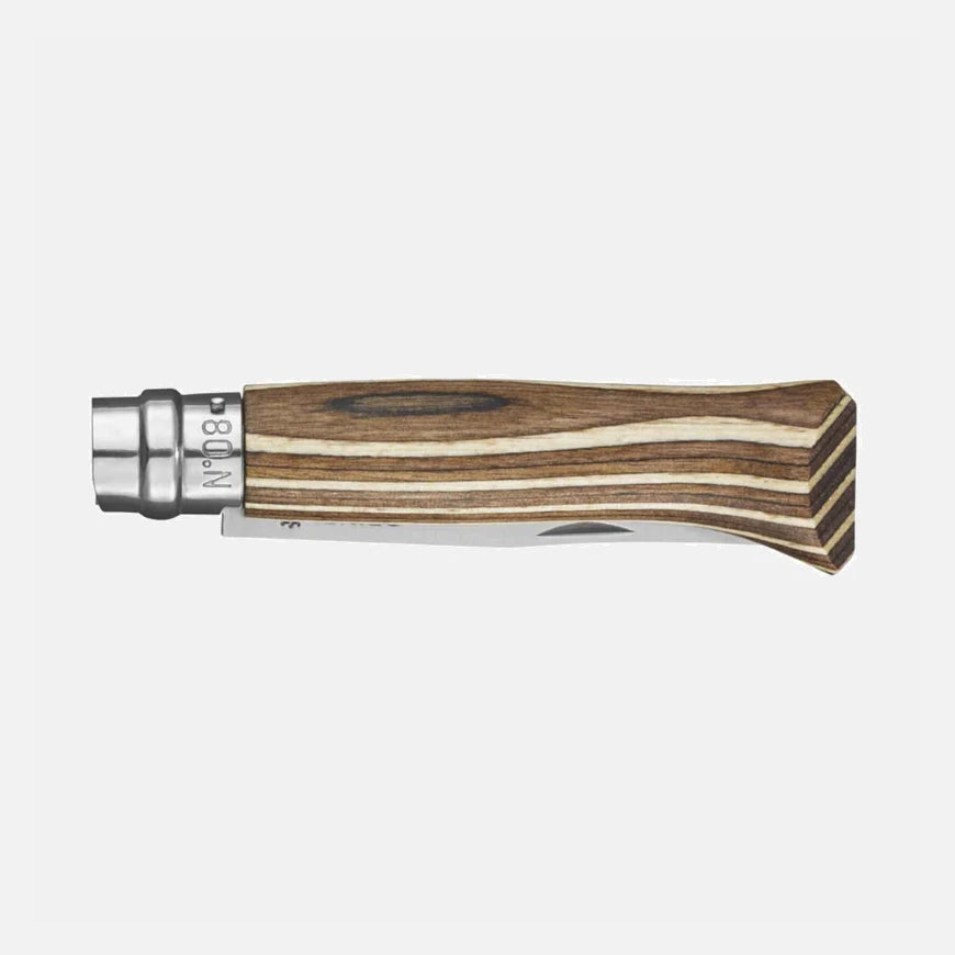 Opinel N°08 Laminierte Birke Braun – Edles Taschenmesser mit nachhaltigem Birkenholzgriff & Geschenkbox