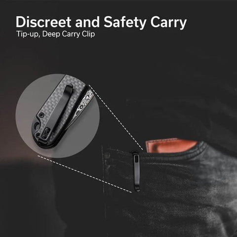 CIVIVI Button Lock Elementum II CF Damascus C18062PB-DS1