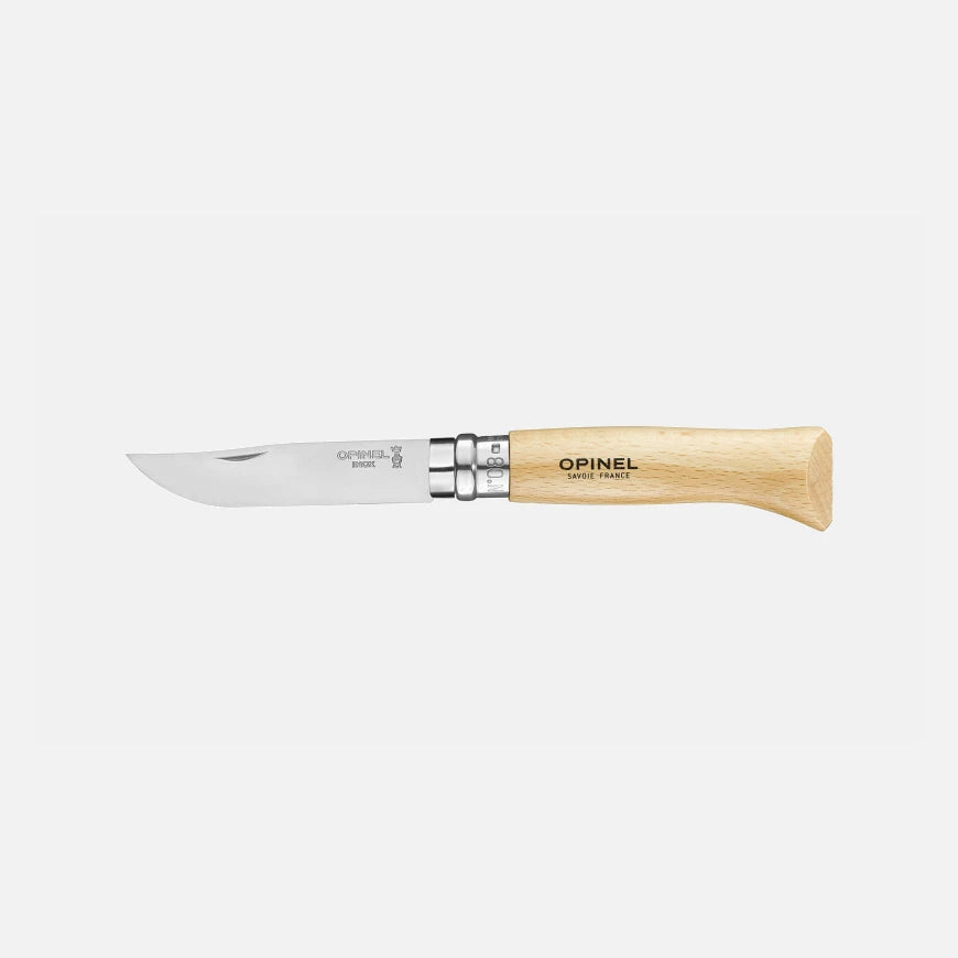 Opinel Inox Taschenmesser N°08 – Klassiker mit rostfreier Edelstahlklinge & Buchenholzgriff