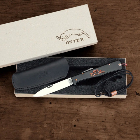 OTTER Mercator Kupfer Katze – Black Cat K55K mit Lederetui & Lederband Otter