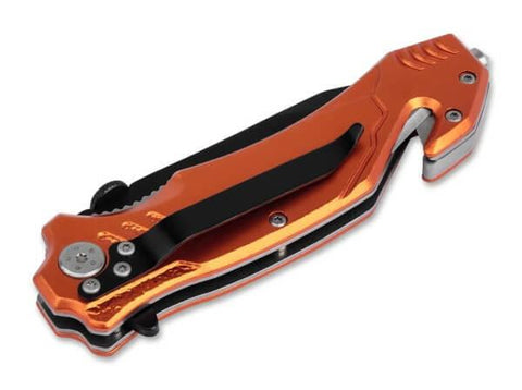 Böker Magnum Rettungsmesser Glasbrecher Gurtschneider Hosenclip rostfrei  scharf