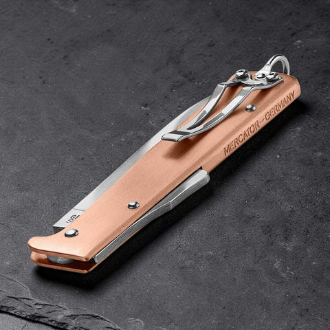 OTTER Mercator Kupfer mit Clip – Klappmesser mit Kupfergriff & Edelstahlclip, Solingen