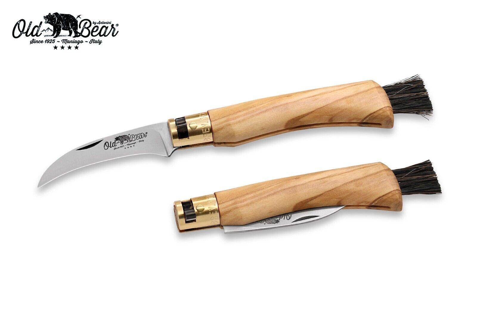 Antonini Old Bear Pilzmesser mit Bürste Mushroom Italian Olive