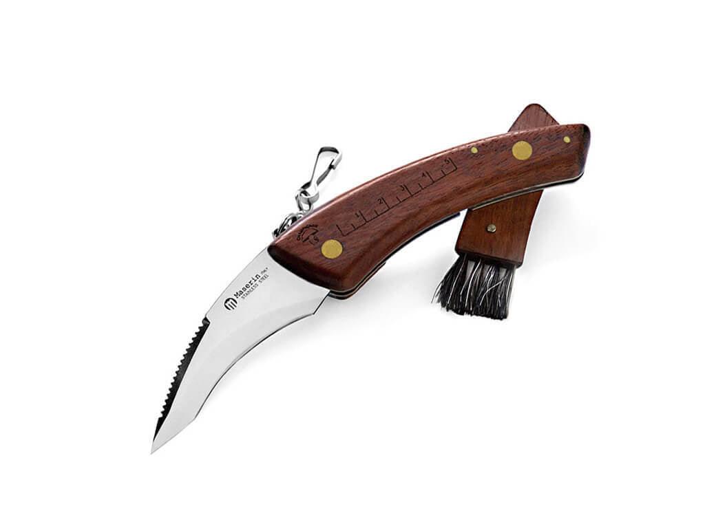 Maserin 808 Pilzmesser Bubingaholz – gebogene Klinge + Bürste – Slipjoint