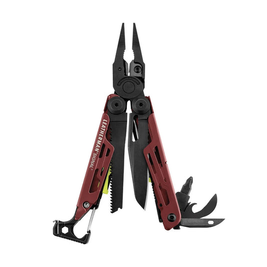 Leatherman Signal Karminrot mit aufgefächerten Werkzeugen