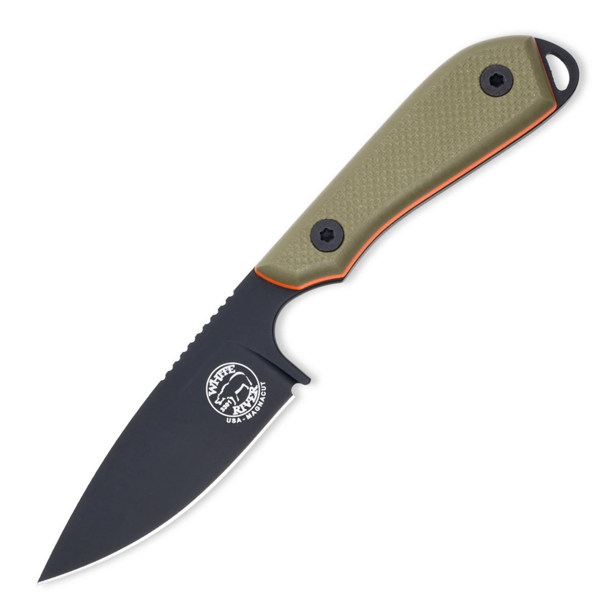 White River M1 Pro Green/Orange – Feststehendes EDC-Messer mit CPM MagnaCut, Made in USA White River Knife & Tool